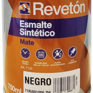 REVETON ESMALTE SINTETICO MATE NEGRO 750ML
