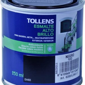 TOLLENS ESMALTE AL AGUA ALTO BRILLO NEGRO 250ML