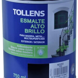 TOLLENS ESMALTE AL AGUA ALTO BRILLO NEGRO 750ML