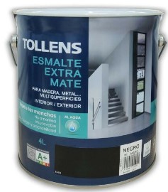 TOLLENS ESMALTE EXTRA MATE NEGRO 4L
